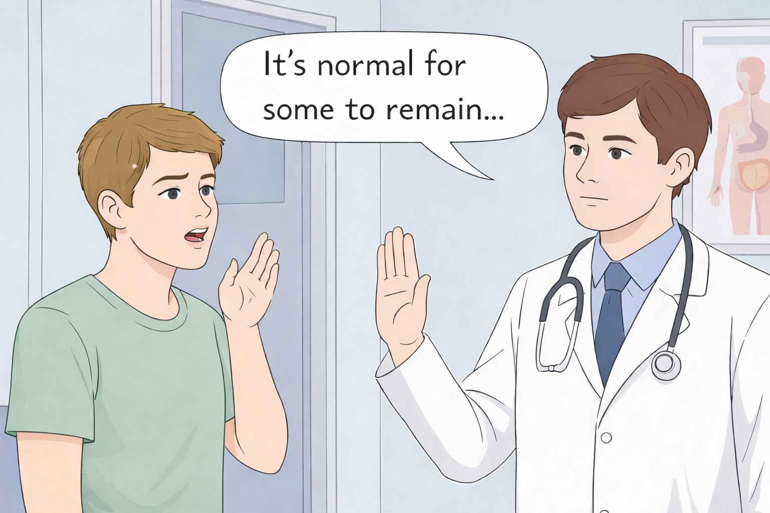 Ilustração mostrando resultado incompleto do tratamento profissional